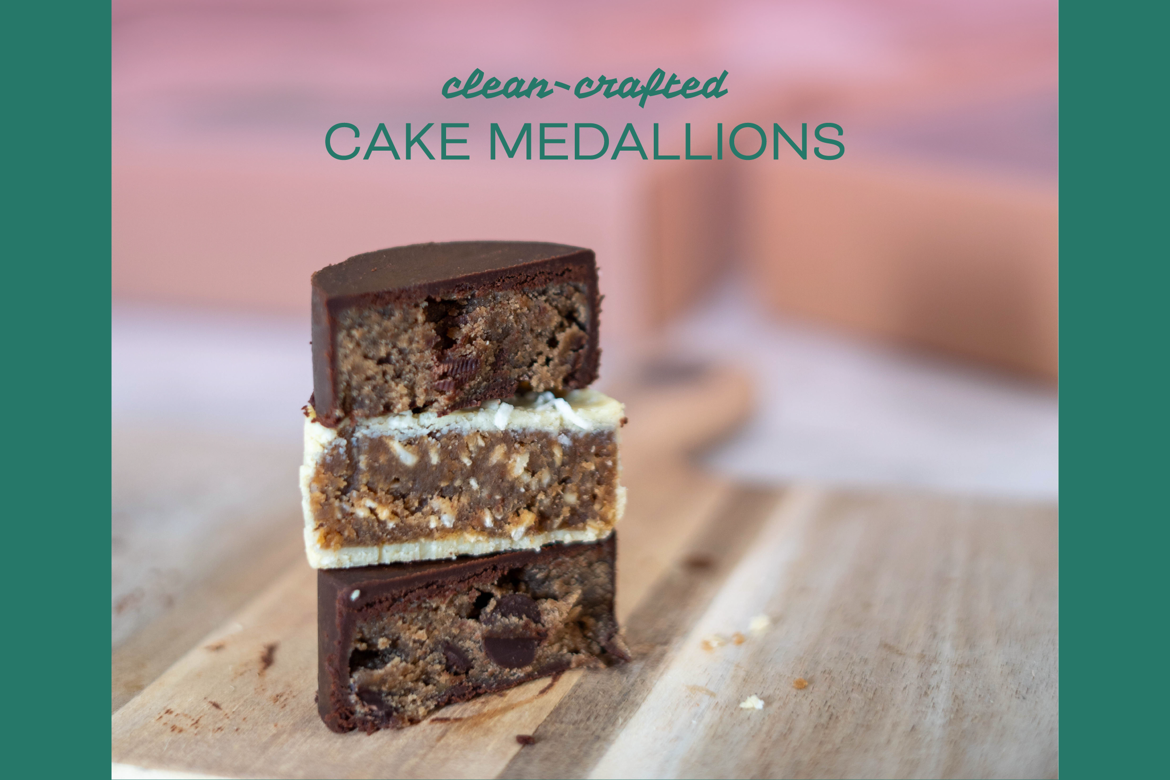 Clean gluten-free cake medallions with chocolate coating, made with real ingredients